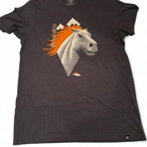 47 Brand Denver Broncos NFL Mens Small Charcoal Gray Graphic T-Shirt Cotton Tee